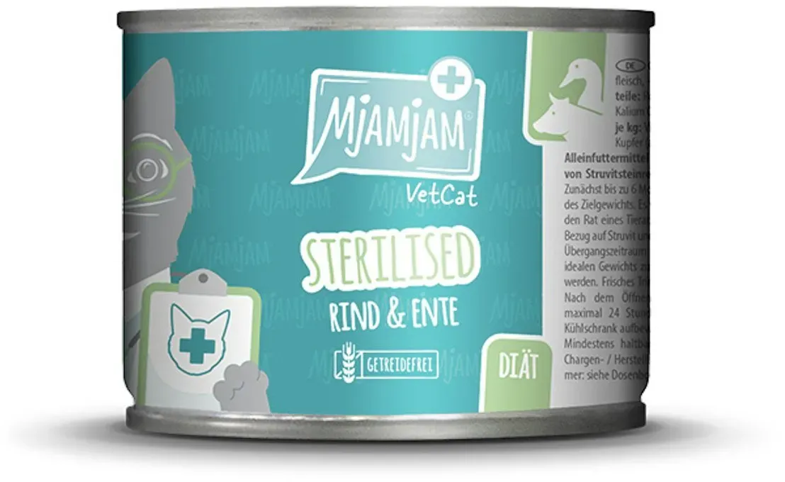 MjAMjAM - VetCat 200g MjAMjAM Katze Sparpaket 12x200g Vet Diät Steril. Rind und Ent