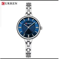 Damenuhr Silber Blau Armbanduhr Quarzuhr Analog Stahl Uhr +Box Diamant Frauenuhr