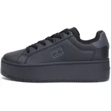 Tommy Hilfiger Tommy Jeans Damen Flatform Sneaker Essential Low Top, Schwarz (Black), 38