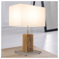 ETC Shop Tischleuchte Textil weiß Tischlampe Holz Modern Nachttischleuchte