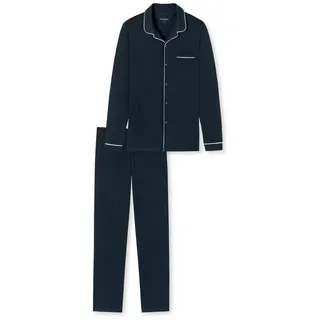 SCHIESSER Pyjama aus Baumwolle Modell 'FINE INTERLOCK Pyjama lang', Dunkelblau, L
