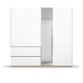 RAUCH Möbel Schiebetürenschrank, Weiß, Griffleisten alufarbig, 2-türig mit Spiegel, inkl. 2 Kleiderstangen, 2 Einlegeböden BxHxT 218x210x59 cm