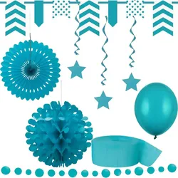 Partydeko türkis Geburtstag Deko Set Partyset türkise Party Artikel Dekoration Hochzeit