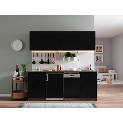 Küchenblock ECONOMY 195 Schwarz/Eiche B: 195 cm