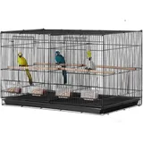 Mophorn - Vogelkäfig, 18 Zoll, klein und stabil mit Trennwand, für Papageien und Wellensittiche, schwarz – geräumig und vielseitig