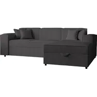 MIRJAN24 Ecksofa Santos L Cord, L-Form Eckcouch mit Schlaffunktion und Bettkasten, Polsterlehnen fest montiert, Kissen-Set (Farbe: Poso 34, Seite: ... - Grau