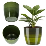 Kadax Blumentöpf "Agen", Pflanzkübel, Blumenkübel aus Kunststoff, rund, 12 cm, Grün