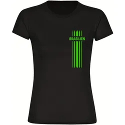multifanshop Damen T-Shirt - Brasilien - Streifen - Druck gelb - Frauen