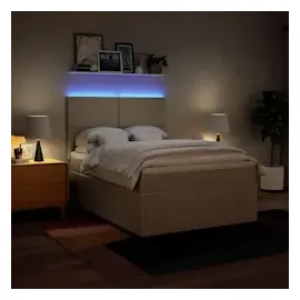 vidaXL Boxspringbett mit Matratze Creme 160x200 cm Stoff