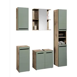 BASIC by Balculina 71-565-EY Hängeschrank VISTA Badschrank in Viking Oak / Schilf Grün ca. 34 x 70 x 23 cm
