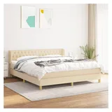 vidaXL Boxspringbett mit Matratze Creme 180x200 cm Stoff