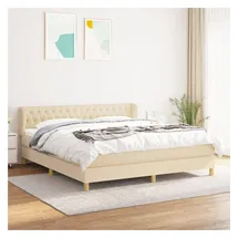 vidaXL Boxspringbett mit Matratze Creme 180x200 cm Stoff