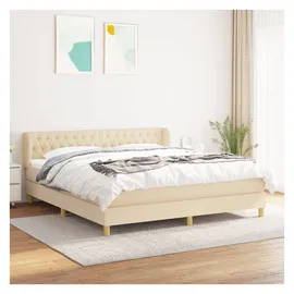 vidaXL Boxspringbett mit Matratze Creme 180x200 cm Stoff