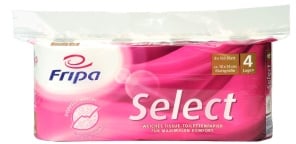 Fripa Select Toilettenpapier, 4-lagig, 100 % Zellstoff, 1 Paket = 6 Packungen à 8 Rollen