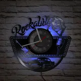 Smotly Vinyl-Wanduhr, Rock-and-Roll-Themen-Wanduhr mit LED-Nachtlicht-Funktion, Wanduhr Geschenk für Musiker, Heimdekoration, sieben Farben