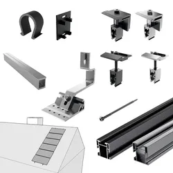 PV-Montagesystem Ziegeldach einstellbar, horizontal für PV-Module, 6 Kollektoren, Mounting Systems