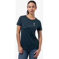 SUPER.NATURAL Print-Shirt Merino T-Shirt W GIPFELGLÜCK TEE wärmender Merino-Materialmix blau