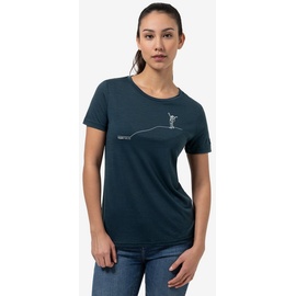 SUPER.NATURAL Print-Shirt Merino T-Shirt W GIPFELGLÜCK TEE wärmender Merino-Materialmix blau