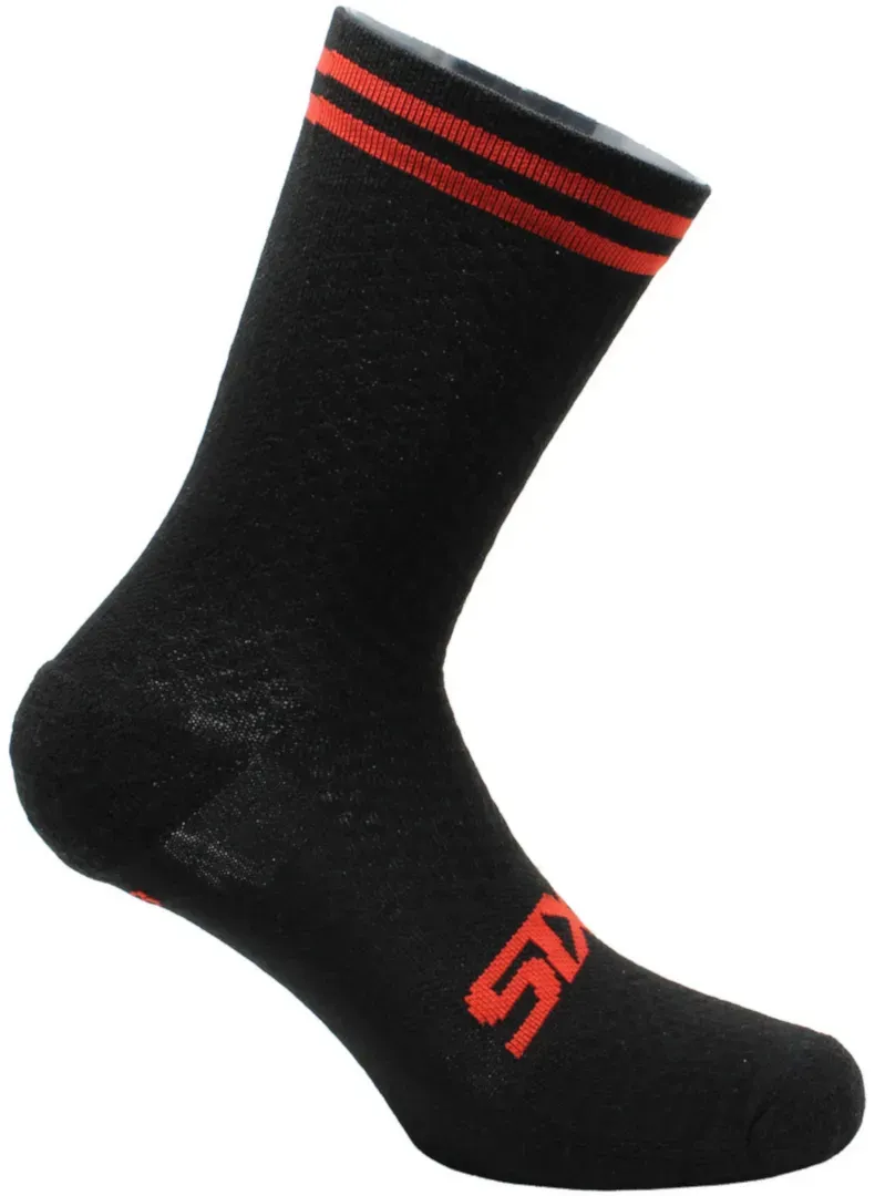 SIXS Merinos Sokken, zwart-rood, 40 41 42 43