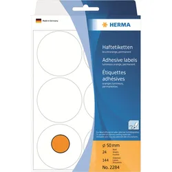 HERMA Papier - permanenter Klebstoff - Luminous Orange - 50 mm rund 144 Rolle(n)