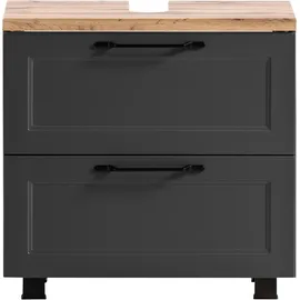 WELLTIME Waschbeckenunterschrank 2 Schubladen 60 x 55 cm Grau