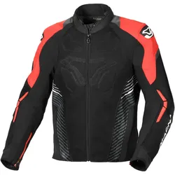Macna Novic wasserdichte Motorrad Textiljacke, schwarz-rot, Größe S für Männer