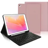 IVEOPPE Tastatur iPad 6. Generation - Tastatur Hülle für iPad 9.7, Magnetisch Abnehmbarer QWERTZ Bluetooth Tastatur für iPad 6. Gen 2018, iPad 5. Gen, iPad Pro 9.7, iPad Air 2 & 1, Rosagold