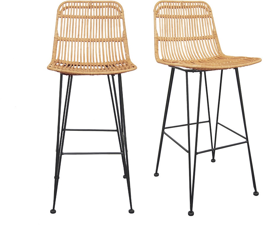 Tabourets de bar en rotin (lot de 2) MALACCA