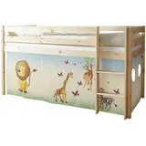 90 x 200 cm inkl. Vorhang Kiefer massiv natur safari