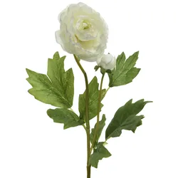 Ranunkel mit Blüte und Knospe am Stiel Kunstblume Dekoblume H: 57cm weiß