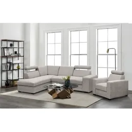 beautysofa Ecksofa Stoff 2-Sitzer Beige