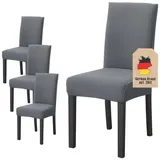 Intirilife 4x Elastische Stuhlhusse Stuhlüberzug in GRAU mit 38 - 45 cm Sitzfläche und 45 - 65 cm Lehnenhöhe