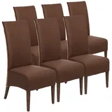 Rattanstühle 6er Set Esszimmerstühle Antonio braun Wildleder-Optik