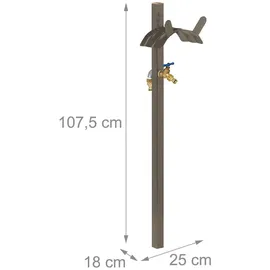 Relaxdays Wasserzapfstelle für 45 m Schlauch 107,5 cm braun