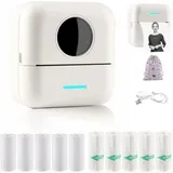 Mini-Drucker und Etikettendrucker, tragbarer Fotodrucker, kabelloser Sofortbilddrucker, kabelloser Thermodrucker, mit 5 Rollen Druckpapier für Fotos,