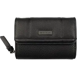 Geldbörse TOM TAILOR "Juna", schwarz, Polyurethan, kontrastfarbene Details, casual, Kleinlederwaren, soft genarbtes ledriges Material mit glänzenden Metall-Accessoires
