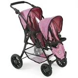 Bayer Chic 2000 691 70 - Tandem-Buggy "Twinny", Zwillingspuppenwagen für Puppen bis ca. 50 cm, Jeans Pink