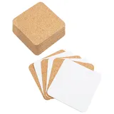Belle Vous Korkuntersetzer Eckig Korkplatte Selbstklebend (50Stk) 9,5 x 9,5cm Kork Platte Cork Coaster Quadratisch Stark Selbstklebend – Mini Kork Fliesen/Matten für Pinnwand, Untersetzer, DIY Basteln