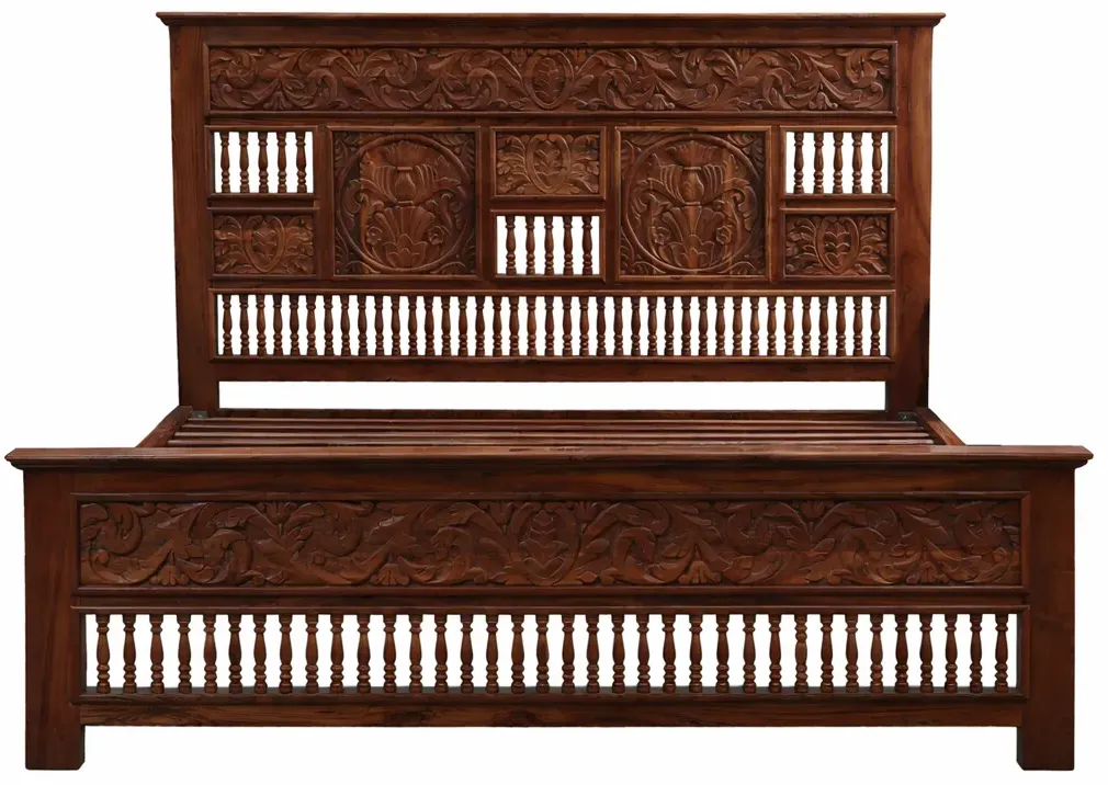 Orientalisches Bett Doppelbett aus Massivholz Sand Dunkelbraun