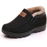 Herren Mokassins Hausschuhe mit gemütlichem Memory Foam Slip auf Loafers Pelz gefüttert Haus Schuhe Indoor Outdoor Ankle Boots Winter(Schwarz,47 EU - 47 EU