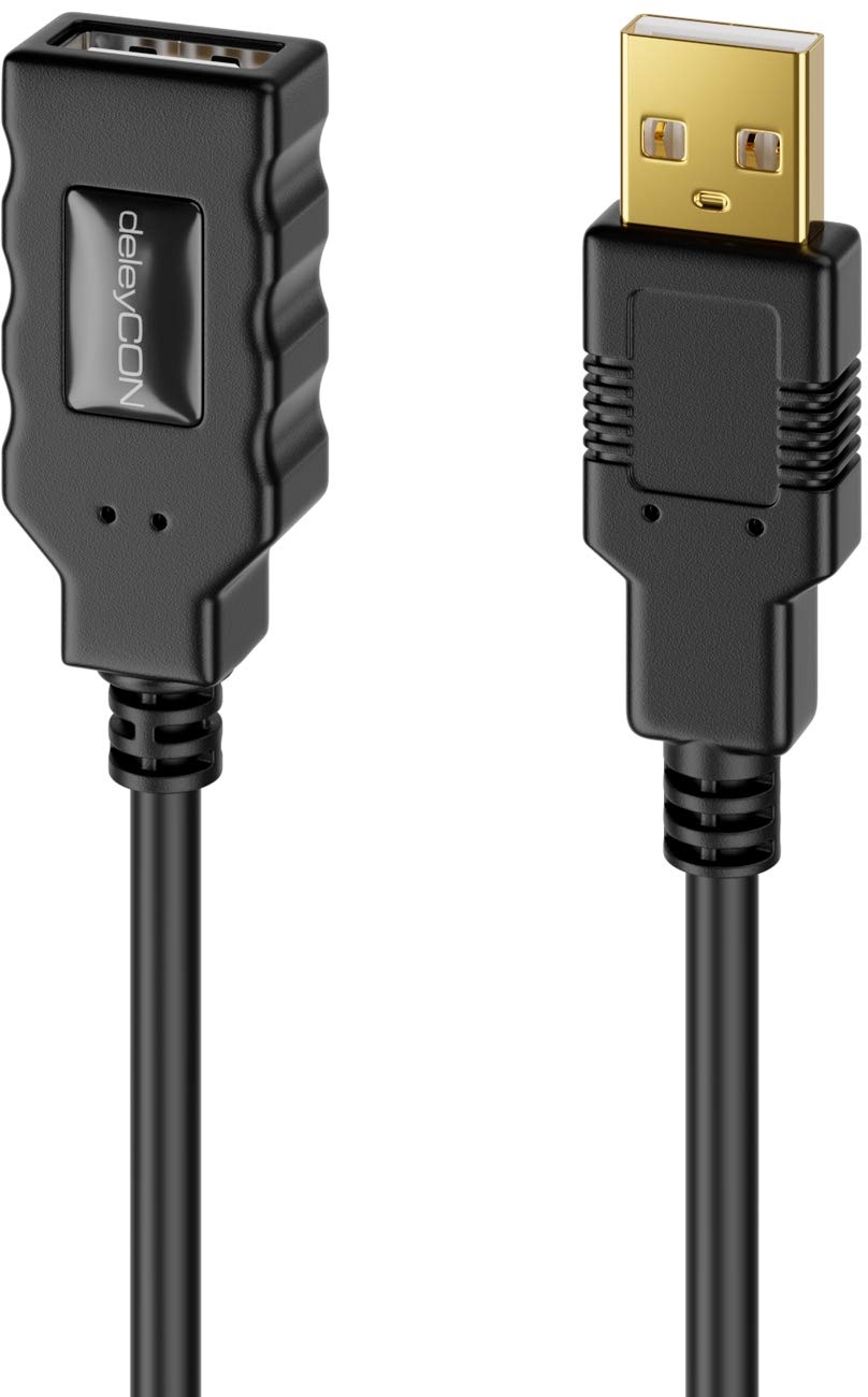 deleyCON 10m Aktives USB 2.0 Kabel Aktive Verlängerung mit Signalverstärker USB2.0 Repeaterkabel Verlängerungskabel PC Computer Drucker Scanner