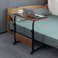 Emall Life Tabletttisch, Verstellbarer Sofa/Bett Beistelltisch Tragbarer Schreibtisch mit Rollen Überbetttisch Laptopwagen mit Halterschlitz (Eiche, 80 x 40 cm)