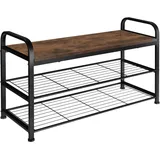 Tectake Schuhregal Southampton 91x36x55cm - Industrial Holz dunkel, rustikal