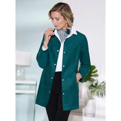 Longblazer CLASSIC BASICS "Longblazer", Damen, Gr. 52, blau (petrol), 100% Polyester, Langarm, Blazer