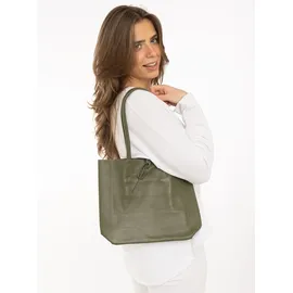 Zwillingsherz Shopper Leder Grün