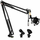 Pyle Audio Pyle Mikrofon Arm, Ausziehbarer Tisch- Scherenarm mit Schockmount & Halterclips, mit Adapter Kompatibel mit Blue Snowball, HyperX QuadCast/SoloCast, Für Podcast, Streaming, Gaming, Home Studio
