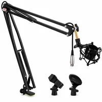 Pyle Audio Pyle Mikrofon Arm, Ausziehbarer Tisch- Scherenarm mit Schockmount & Halterclips, mit Adapter Kompatibel mit Blue Snowball, HyperX QuadCast/SoloCast, Für Podcast, Streaming, Gaming, Home Studio