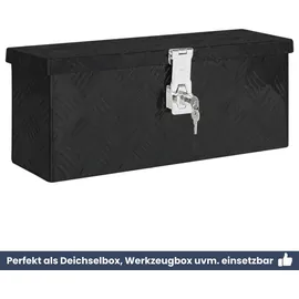 deluke DELUKE® Aluminiumbox mit Deckel Abschließbar Alubox Deichselbox Alu Anhängerbox Werkzeugkiste Transportbox Metallkiste, 50x15x20,5cm Schwarz