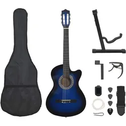 12.-tlg. Westerngitarre Set mit 6 Saiten Blau-Schattiert 38"