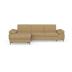Ecksofa DOMO COLLECTION "Capelo L-Form", beige, B:297cm H:84cm T:160cm, 100% Polyester, Sofas, mit Armteilverstellung, wahlweise mit Bettfunktion, Federkern